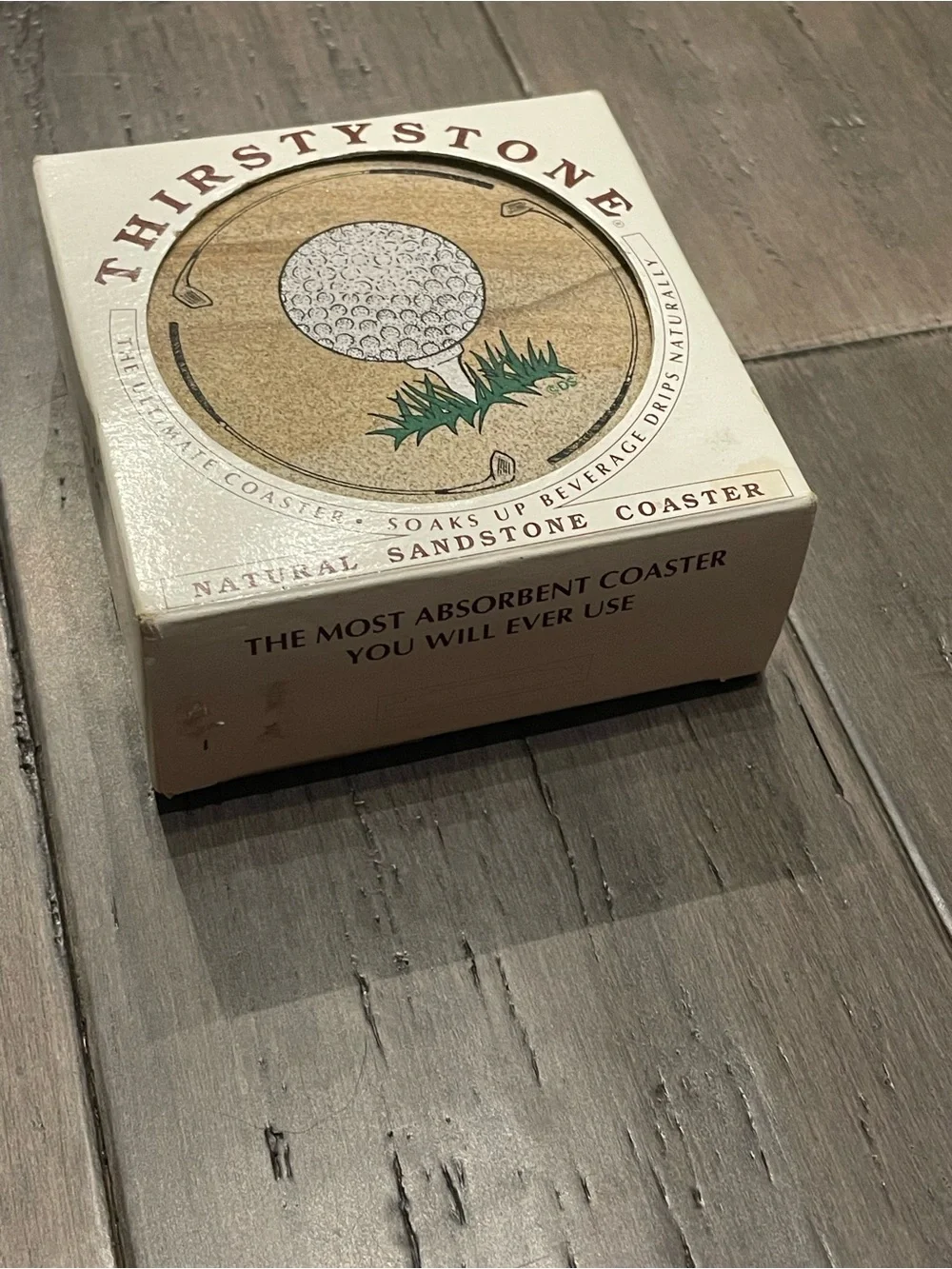 Vintage 1994 Thirstystone Golf Ball Sandstone Coasters Set of 4 USA w/ Box